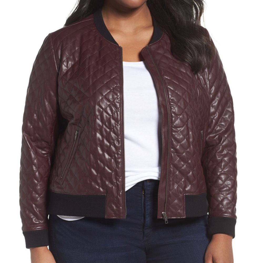 Quilted Faux Leather Jacket